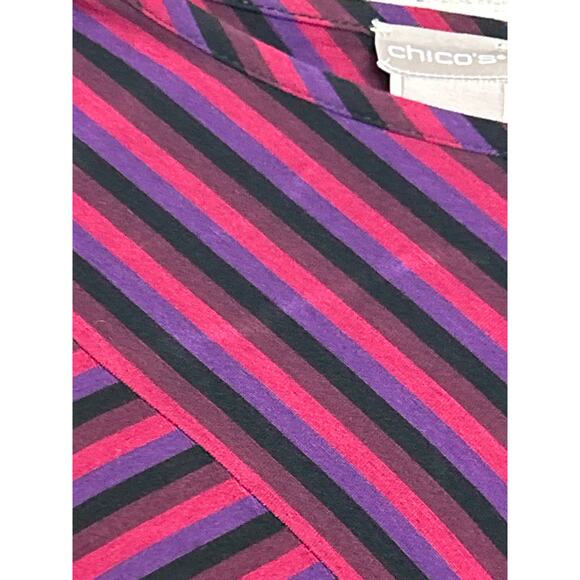 Chico’s Women’s Large Pink Stripe Asymmetrical Stretch Long Sleeve Maxi Dress - Picture 6 of 7